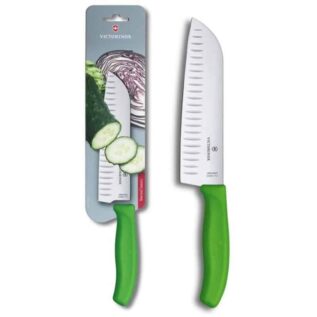 Victorinox Swiss Classic 17cm Fluted Santoku Knife - Green