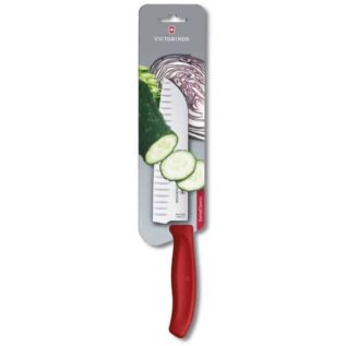 Victorinox Swiss Classic 17cm Fluted Santoku Knife - Red