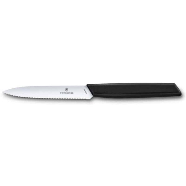 Victorinox Swiss Modern 10cm Serrated Paring Knife - Black