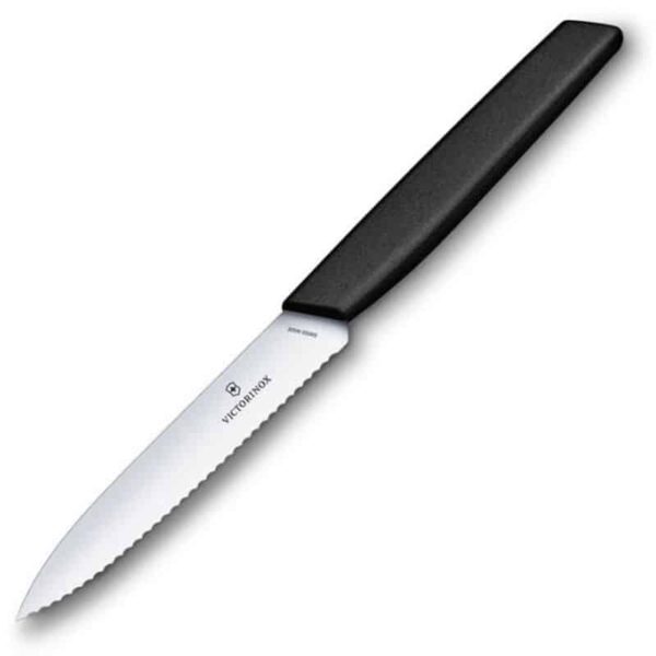Victorinox Swiss Modern 10cm Serrated Paring Knife - Black