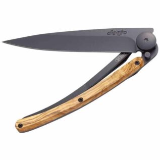 Deejo 37G Olive Wood Black Pocket Knife