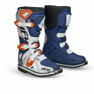 UFO Plast Motocross Kids Typhoon Boots - Blue, White And Orange