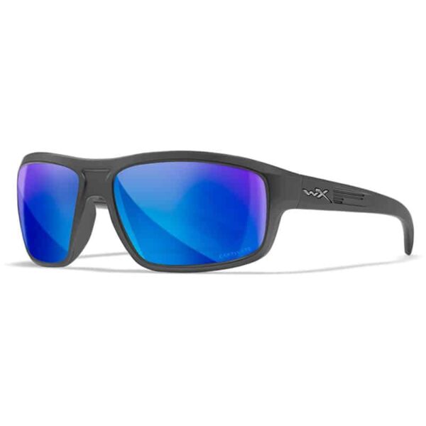 Wiley X WX Contend Captivate Polarized Blue Mirror Lens Matte Graphite Frame Sunglasses