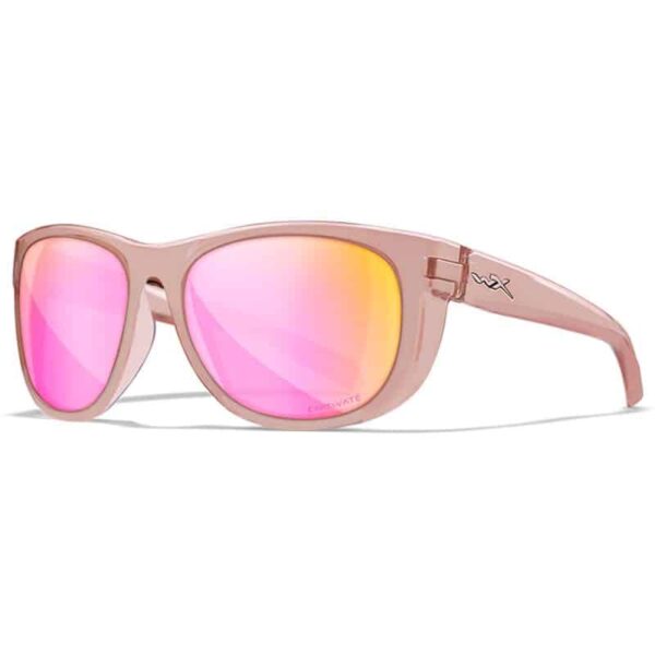 Wiley X WX Weekender Captivate Polarized Rose Gold Lens Crystal Blush Frame Sunglasses