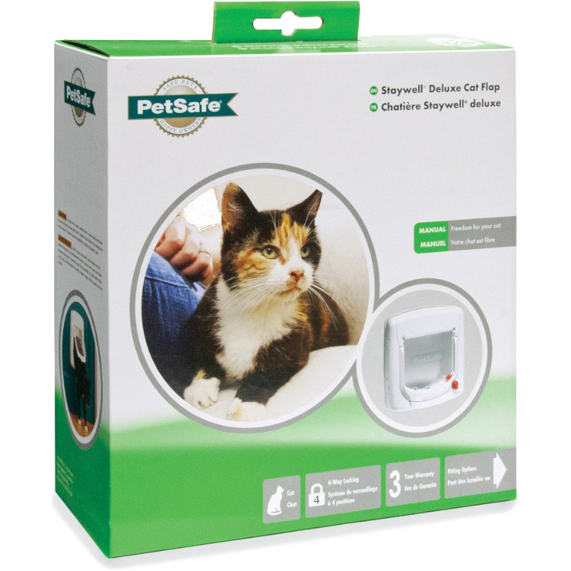 Staywell White Manual 4-way Locking Deluxe Cat Flap
