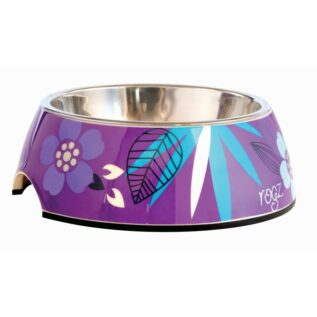 Rogz 2-in-1 Large 700ml Bubble Dog Bowl, Purple Forest Design