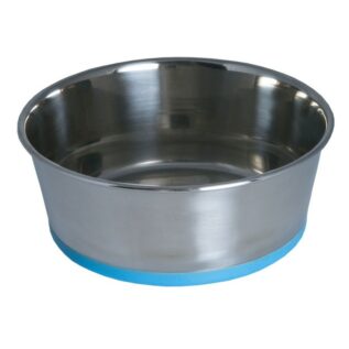 Rogz Stainless Steel Small 550ml Slurp Dog Bowl, Blue Base