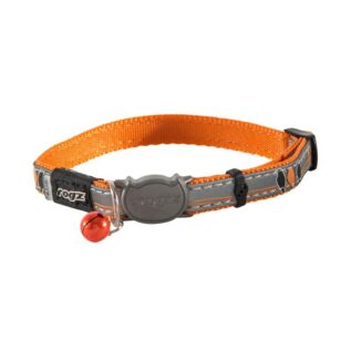 Rogz Catz NightCat 11mm Reflective Safeloc Breakaway Cat Collar, Orange Birds on Wire Design