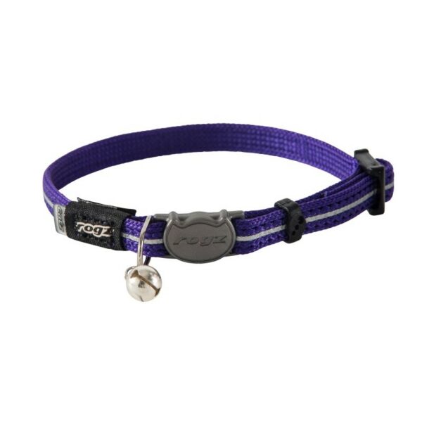 Rogz Catz 11mm Small AlleyCat Reflective Breakaway Safeloc Buckle Cat Collar, Purple