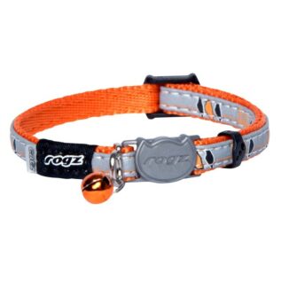 Rogz Catz NightCat 8mm Reflective Safeloc Breakaway Cat Collar, Orange Birds on Wire Design