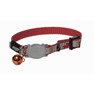 Rogz Catz ReflectoCat 8mm Extra Small Reflective Safeloc Breakaway Cat Collar, Red Fish Design