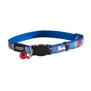 Rogz Catz NeoCat 11mm Safeloc Breakaway Cat Collar, Blue CandyStripes Design