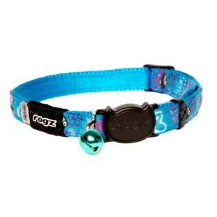Rogz Catz NeoCat 11mm Safeloc Breakaway Cat Collar, Turquoise CandyStripes Design