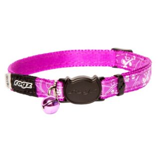 Rogz Catz SilkyCat 11mm Safeloc Breakaway Cat Collar, Purple Filigree Design