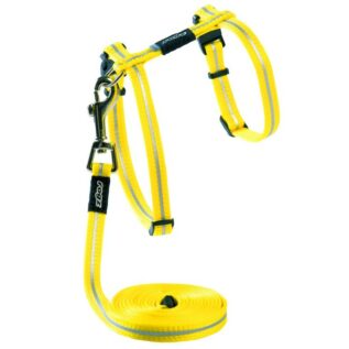 Rogz Catz 11mm AlleyCat Reflective Cat Lead and H-Harness Combination, Dayglo Yellow
