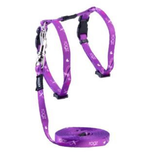 Rogz Catz KiddyCat 8mm Extra Small Cat H-Harness and Lead Combination, Purple Dragonfly Design