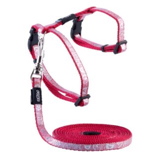 Rogz Catz SparkleCat 8mm Extra Small Cat H-Harness and Lead Combination, Red