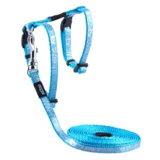 Rogz Catz SparkleCat 8mm Extra Small Cat H-Harness and Lead Combination, Turquoise
