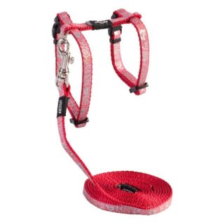 Rogz Catz SparkleCat 11mm Small Cat H-Harness and Lead Combination, Red