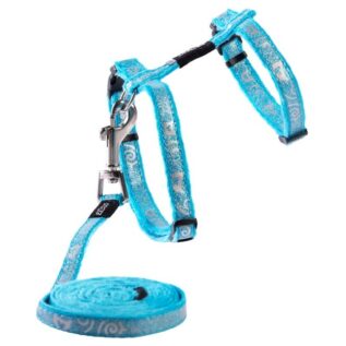 Rogz Catz SparkleCat 11mm Small Cat H-Harness and Lead Combination, Turquoise