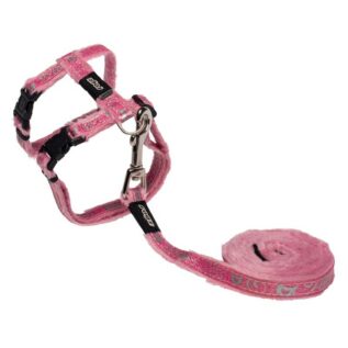 Rogz Catz SparkleCat 11mm Small Cat H-Harness and Lead Combination, Pink