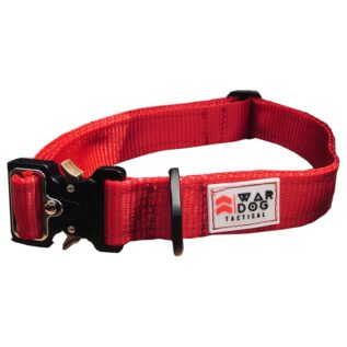 War Dog Medium Red Delta Rigid Tactical Dog Collar