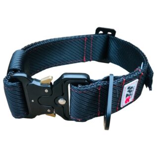War Dog Medium Black with Red Stitching Foxtrot Rigid Tactical Dog Collar