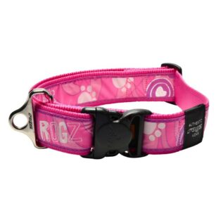 Rogz Fancy Dress Extra Extra Large 40mm Special Agent Dog Collar, Pink Paw Design