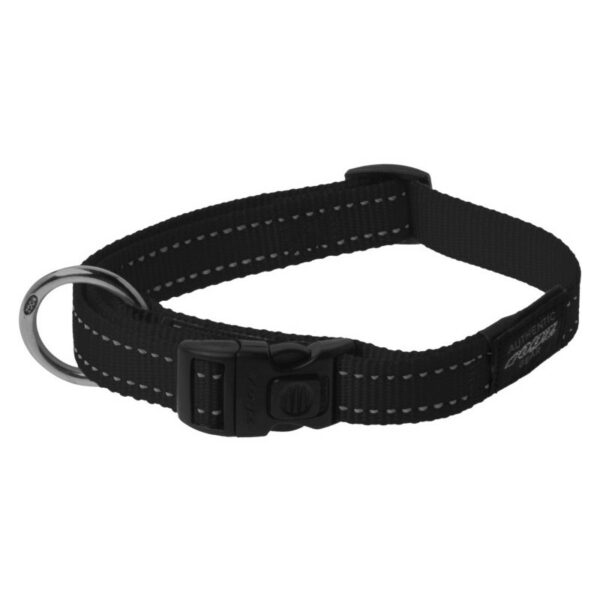 Rogz Utility Large 20mm Fanbelt Dog Collar, Black Reflective