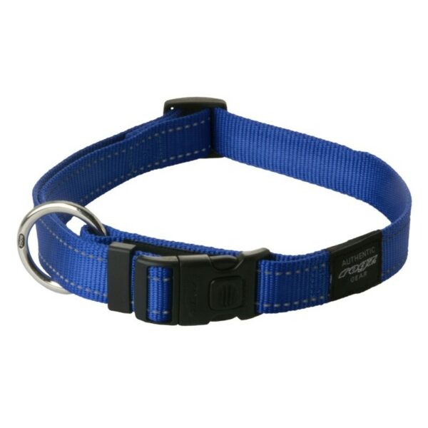 Rogz Utility Large 20mm Fanbelt Dog Collar, Blue Reflective