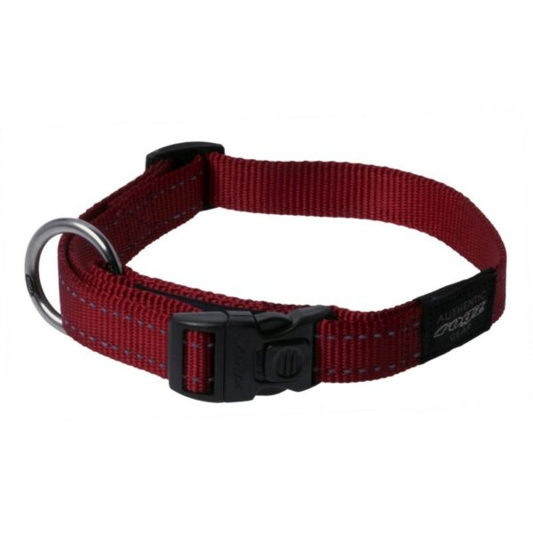 Rogz Utility Large 20mm Fanbelt Dog Collar, Red Reflective