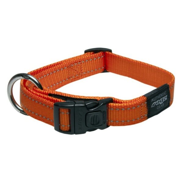 Rogz Utility Large 20mm Fanbelt Dog Collar, Orange Reflective