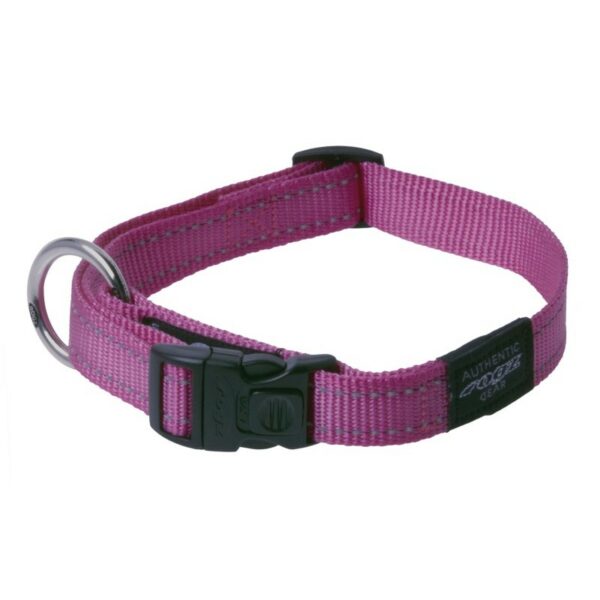 Rogz Utility Large 20mm Fanbelt Dog Collar, Pink Reflective