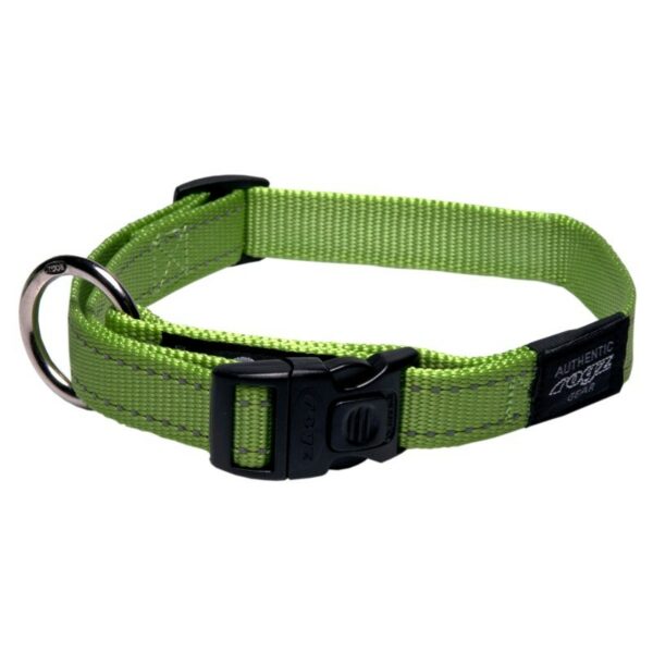 Rogz Utility Large 20mm Fanbelt Dog Collar, Lime Reflective