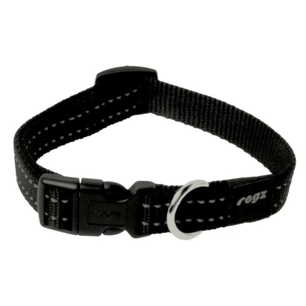 Rogz Utility Medium 16mm Snake Dog Collar, Black Reflective
