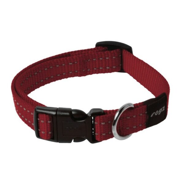 Rogz Utility Medium 16mm Snake Dog Collar, Red Reflective