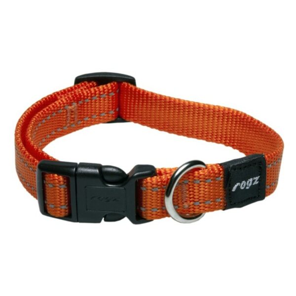 Rogz Utility Medium 16mm Snake Dog Collar, Orange Reflective
