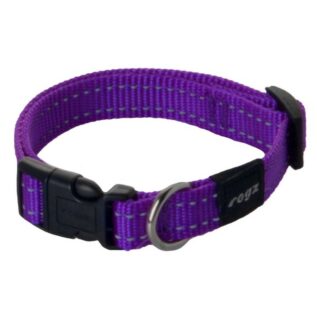 Rogz Utility Medium 16mm Snake Dog Collar, Purple Reflective