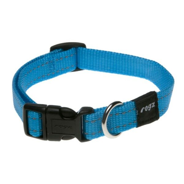 Rogz Utility Medium 16mm Snake Dog Collar, Turquoise Reflective