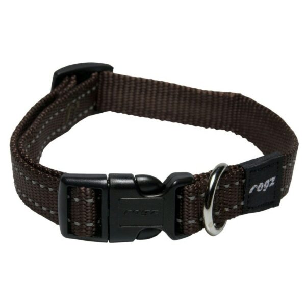 Rogz Utility Medium 16mm Snake Dog Collar, Chocolate Reflective
