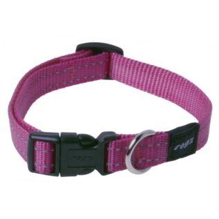 Rogz Utility Medium 16mm Snake Dog Collar, Pink Reflective