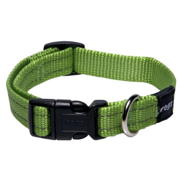 Rogz Utility Medium 16mm Snake Dog Collar, Lime Reflective