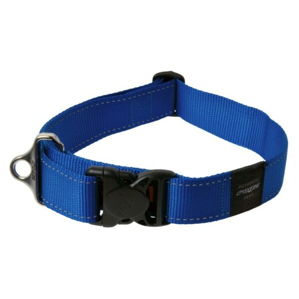 Rogz Utility Extra Extra Large 40mm Landing Strip Dog Collar, Blue Reflective
