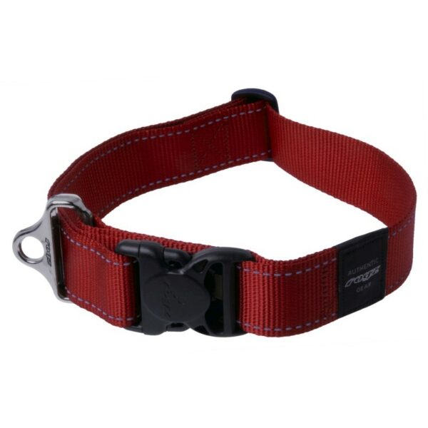 Rogz Utility Extra Extra Large 40mm Landing Strip Dog Collar, Red Reflective