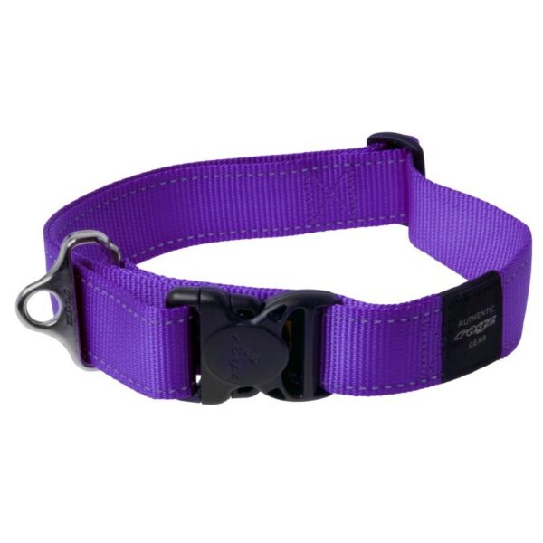 Rogz Utility Extra Extra Large 40mm Landing Strip Dog Collar, Purple Reflective