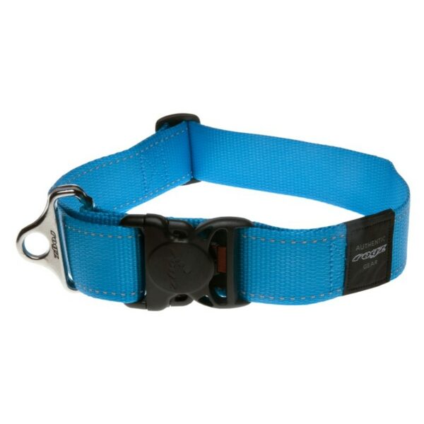 Rogz Utility Extra Extra Large 40mm Landing Strip Dog Collar, Turquoise Reflective
