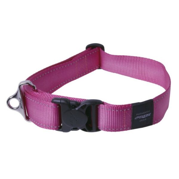 Rogz Utility Extra Extra Large 40mm Landing Strip Dog Collar, Pink Reflective