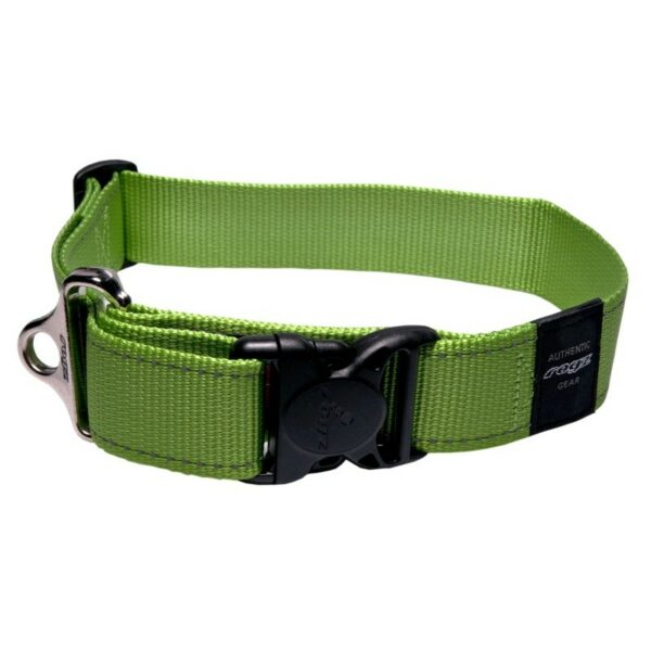 Rogz Utility Extra Extra Large 40mm Landing Strip Dog Collar, Lime Reflective