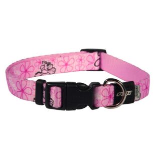 Rogz Pupz YoYo Medium 16mm Yip Yap Yo Puppy Collar, Pink Roxi Design