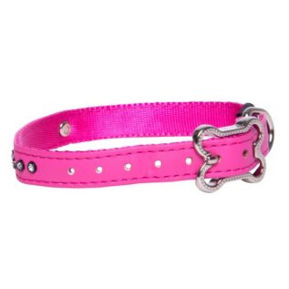 Rogz Lapz 13mm Small Luna Pin Buckle Dog Collar, Pink